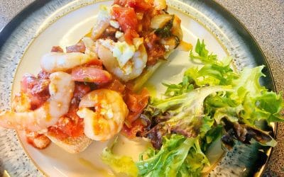 Greek Style Prawns on Toasted Ciabatta