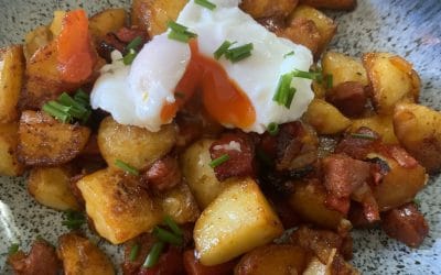 Chorizo Potatoes with a Poached Egg