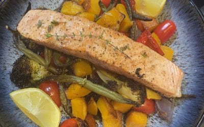 Pan Fried Salmon with One Tray Veg