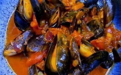 Mussels with a Tomato & Chorizo sauce