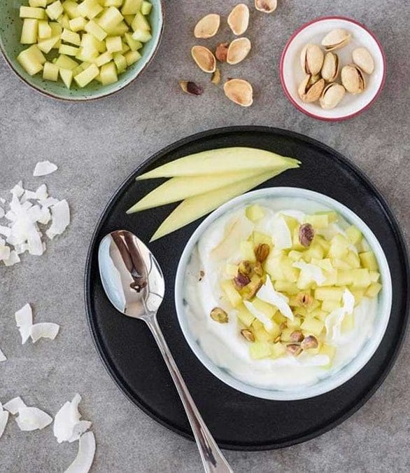 Coconut Yoghurt with Mango and Pistachio